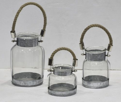 Set of 3 Glass Candle Holder