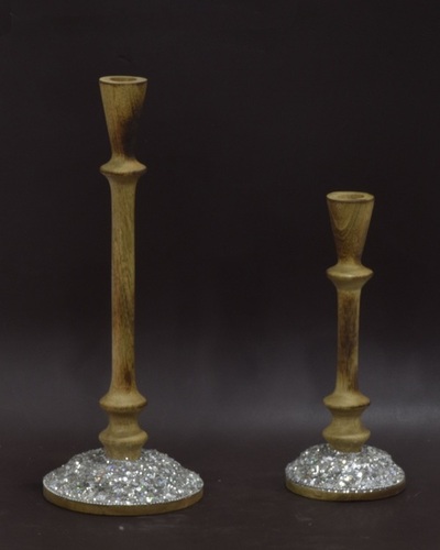 Set of 2 Decorative Wooden Candle Holder