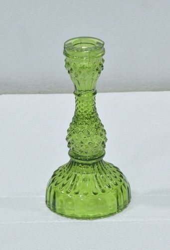 Green Glass Candle Holder