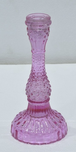 Pink Colour Glass Candle Holder
