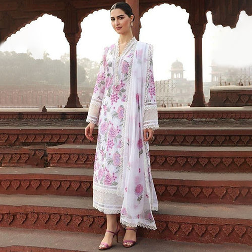 Different Available Flower Printed Organza Designer Ladies Wear Suits