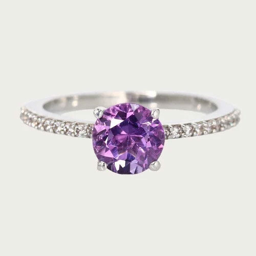 Silver Amethyst Engagement Ring