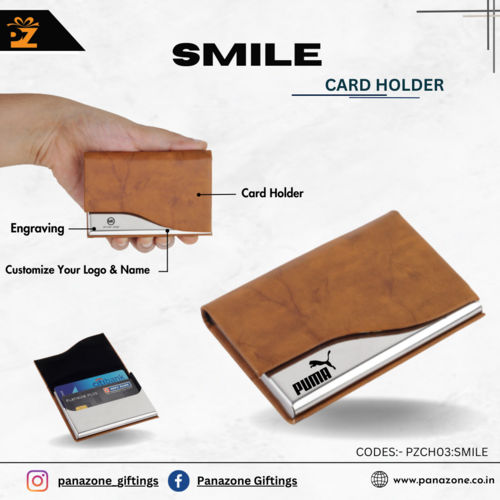 Brown Smile Card Holder With Customise