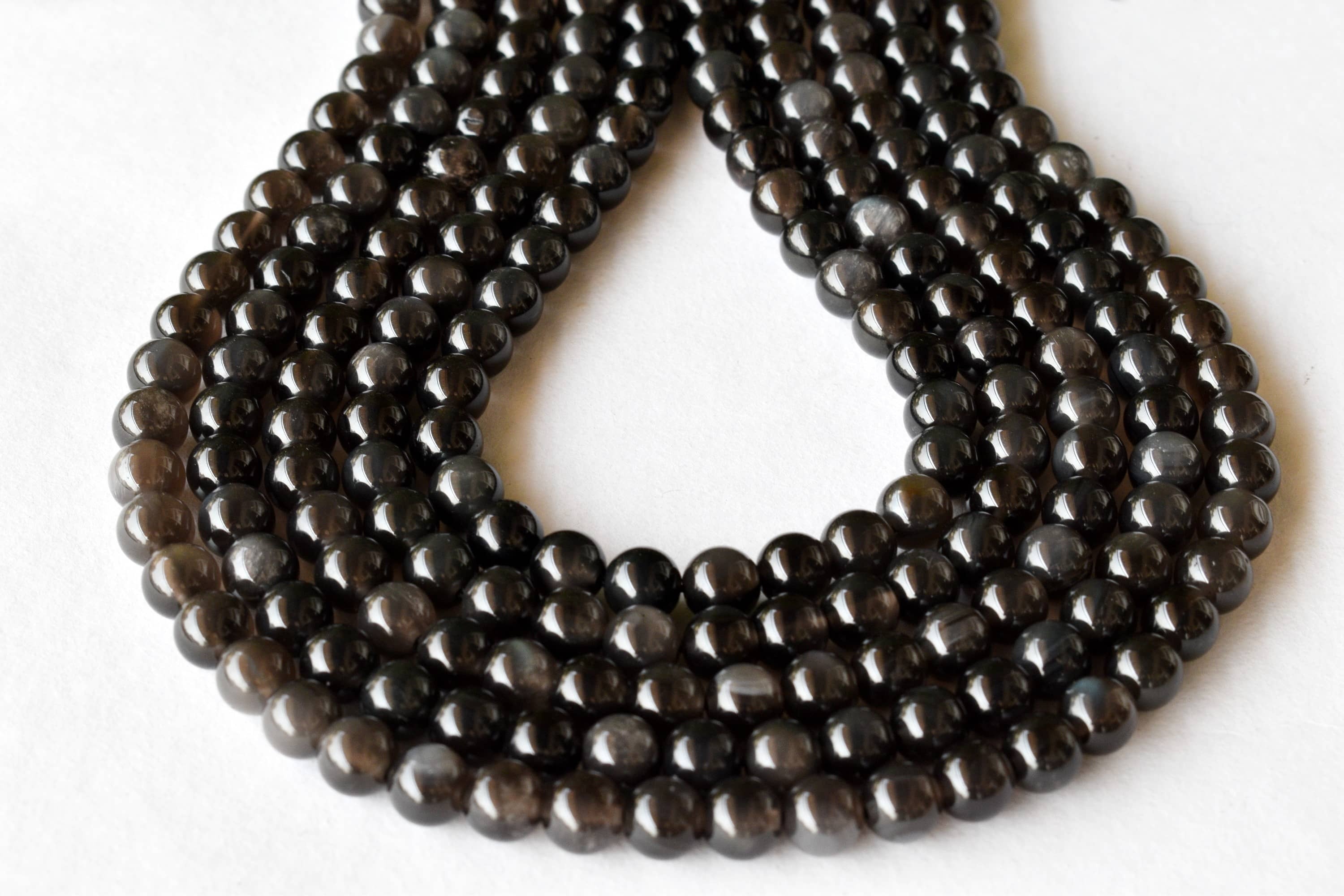 8mm Black Obsidian Beads, Crystal Beads for Necklace, Gemstone Beads ,Jewelry