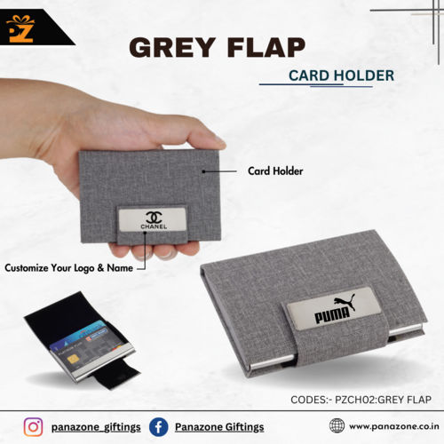 Grey Flap Card Holder - Feature: Compact Design For Easy Carrying