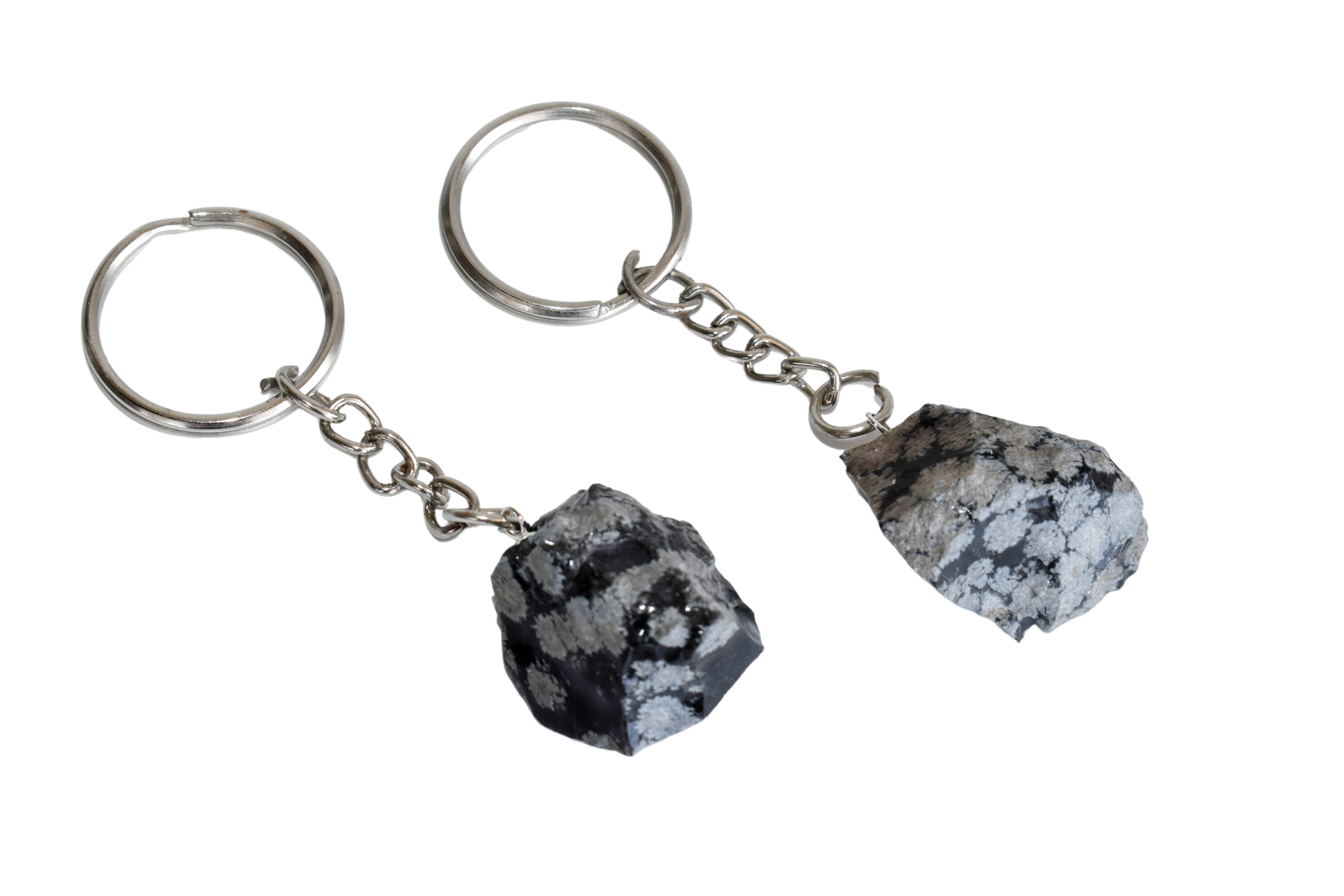 Snowflake Obsidian Key Chain, Gemstone Keychain Crystal Key Ring