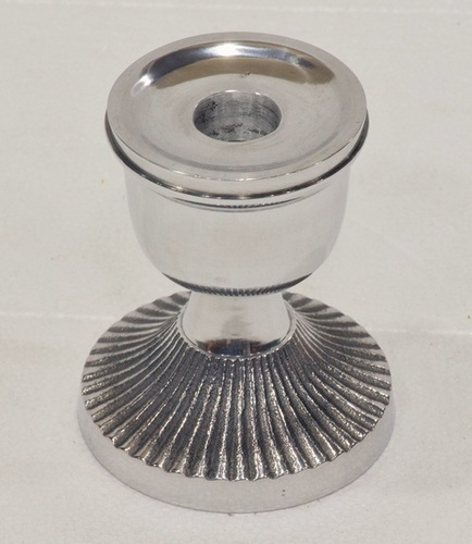 Aluminium Candle Holder Raw Nkl Ptd Blk Antique - Color: Silver