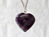 Amethyst Crystal Heart Pendant, Genuine Heart Shaped Necklaces