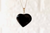 Black Tourmaline Heart Pendant Crystal Heart Shaped Necklaces