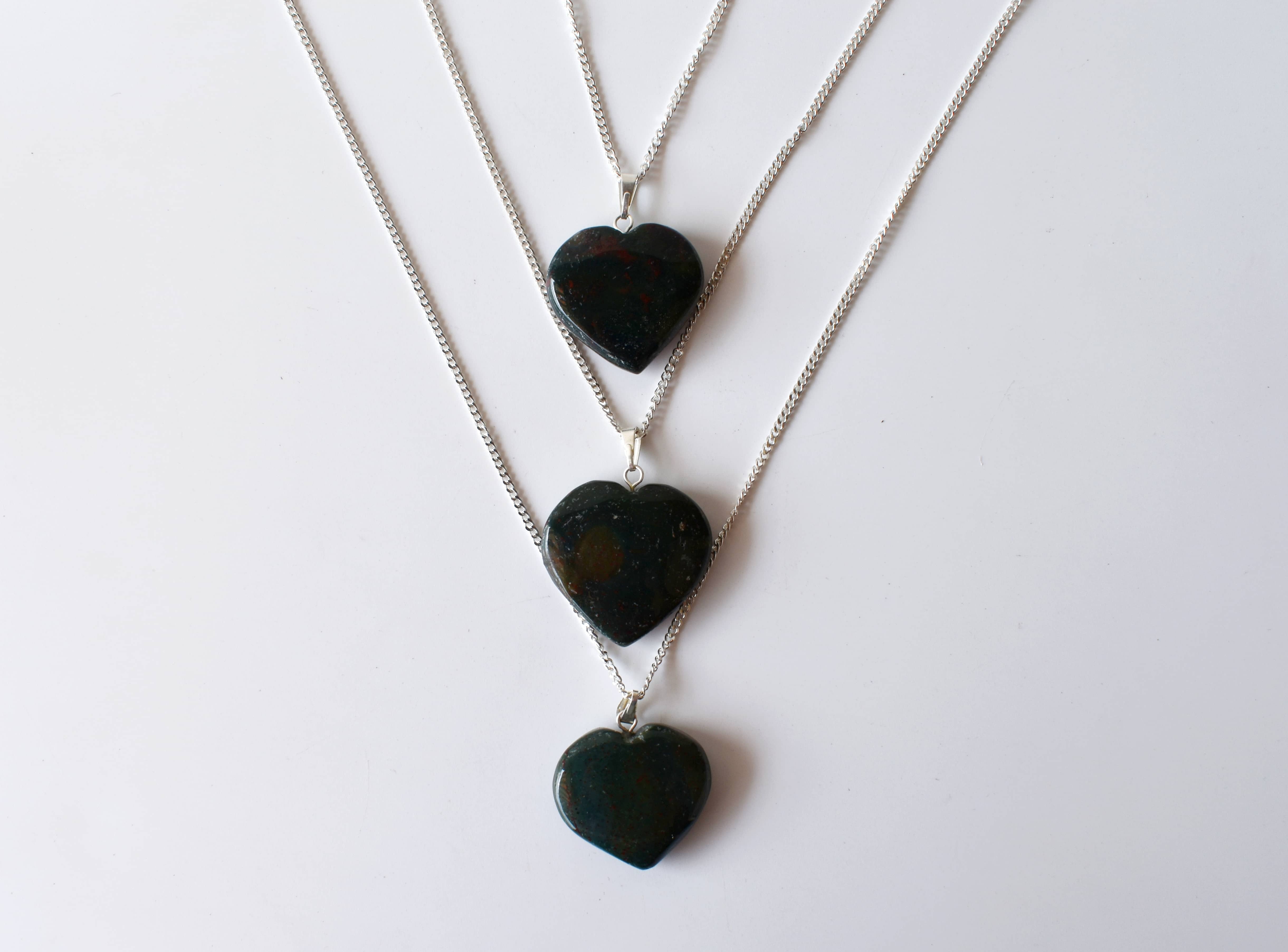 Black Tourmaline Heart Pendant Crystal Heart Shaped Necklaces