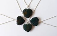 Bloodstone Crystal Heart Pendant, Genuine Heart Shaped Necklaces