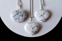 Howlite Crystal Heart Pendant, Genuine Heart Shaped Necklaces