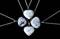 Howlite Crystal Heart Pendant, Genuine Heart Shaped Necklaces