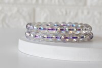 Aura Quartz Rainbow Moonstone Faceted Bracelet Crystal Beaded Bracelet