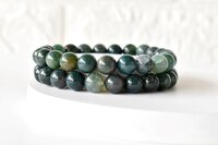 Moss Agate Crystal Bracelet, Beaded Gemstone Bracelet