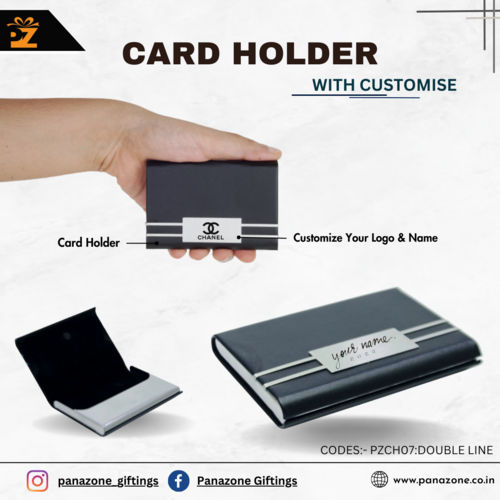 Black Double Line Card Holder With Customise
