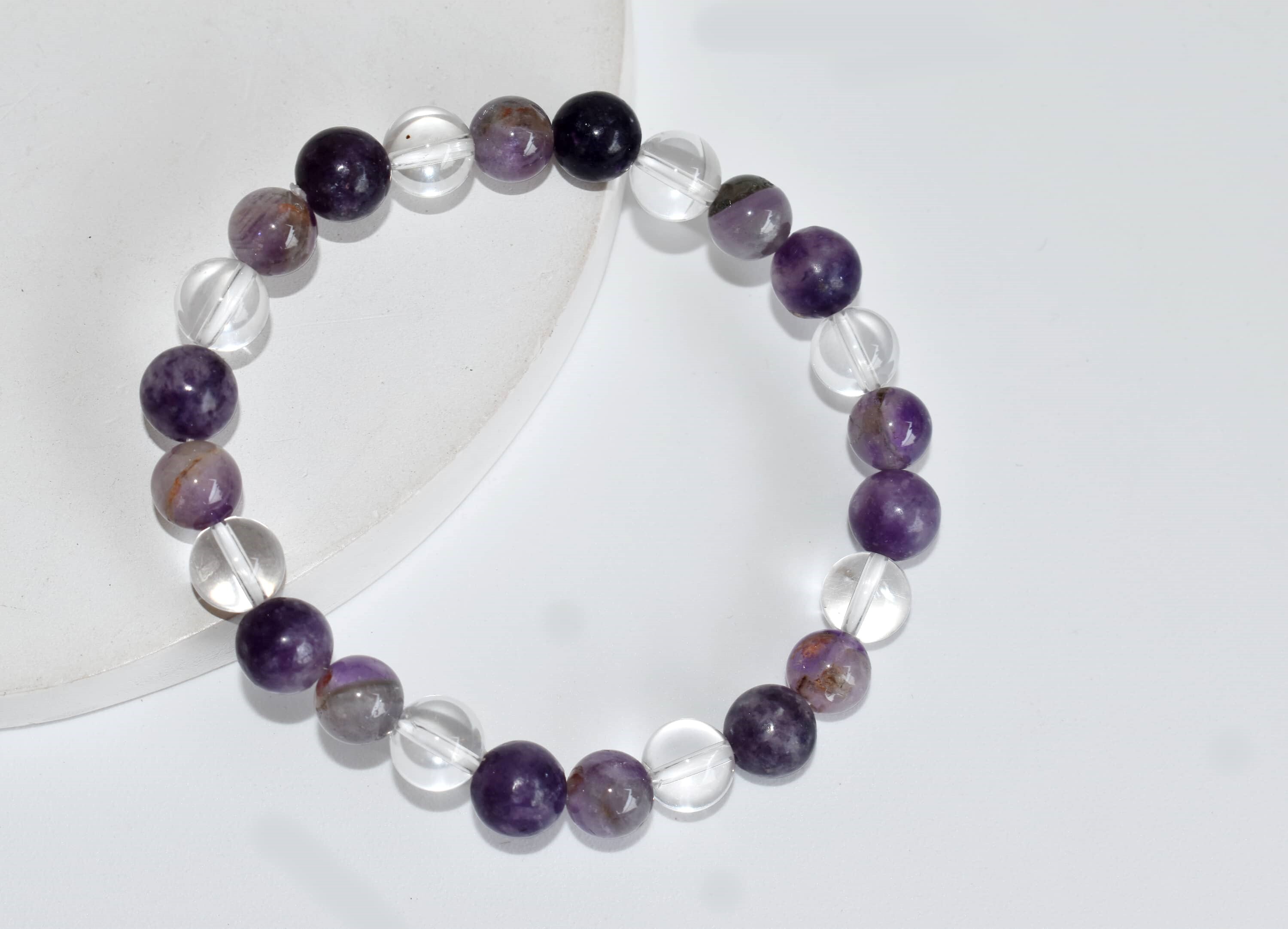 Crown Chakra Crystal Bracelet, Natural Chakra Gemstone Healing Bracelet