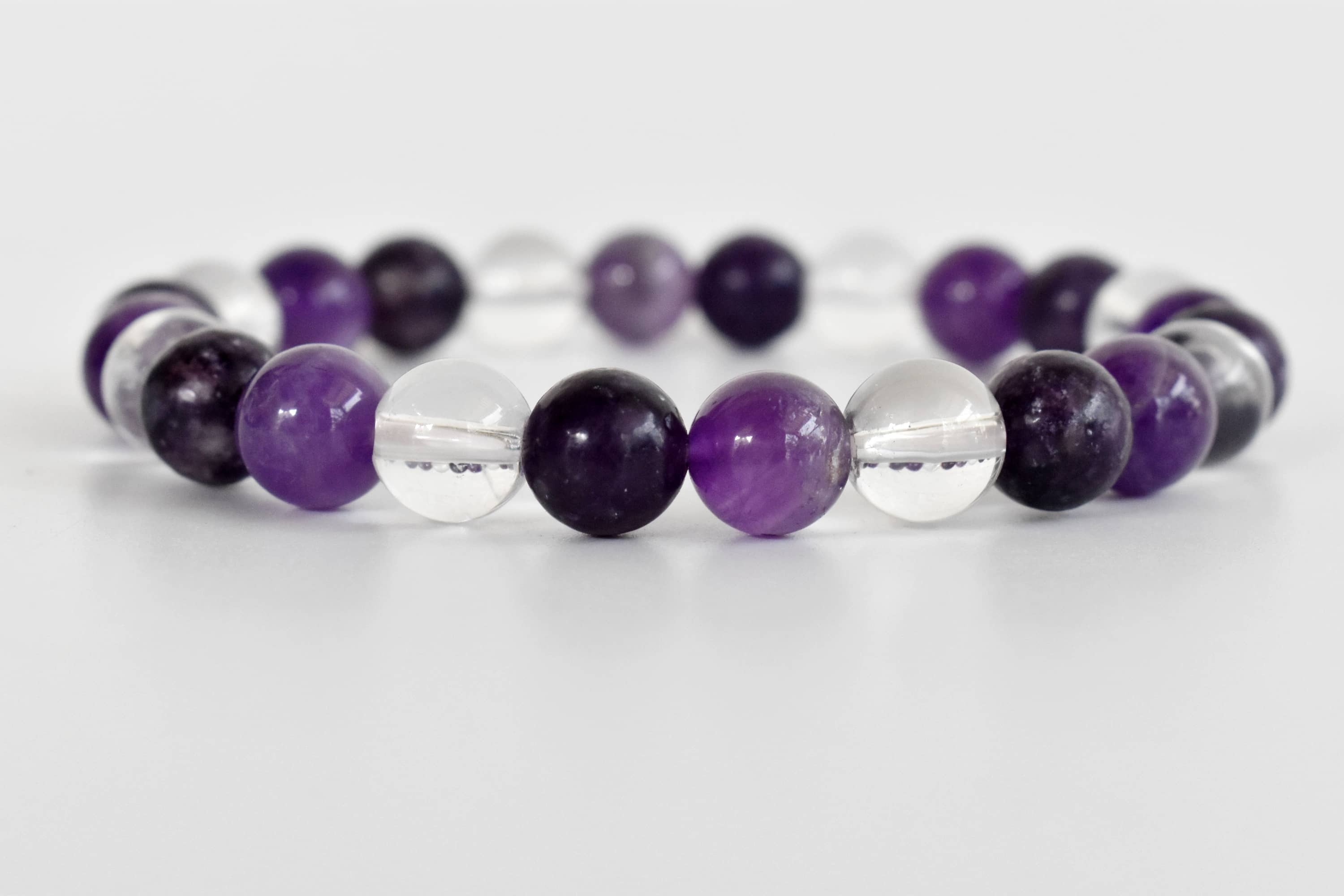 Crown Chakra Crystal Bracelet, Natural Chakra Gemstone Healing Bracelet