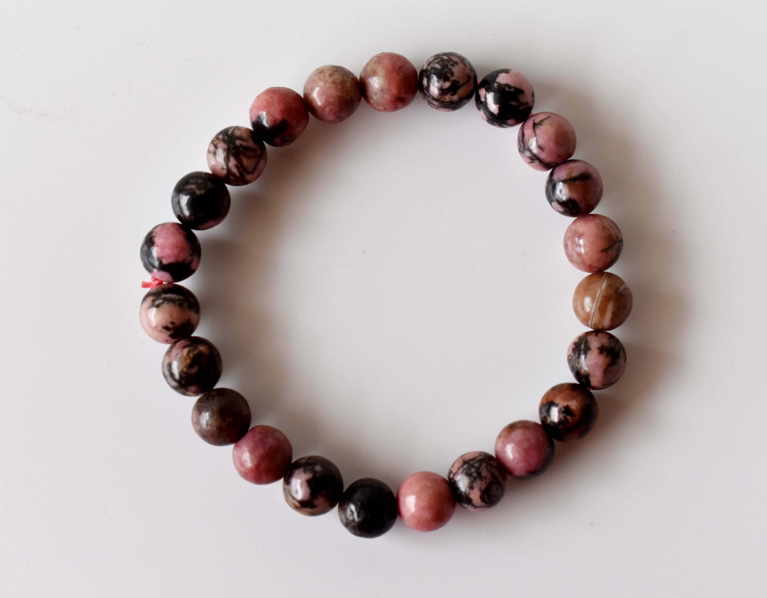 Rhodonite Crystal Bracelet, Beaded Gemstone Bracelet