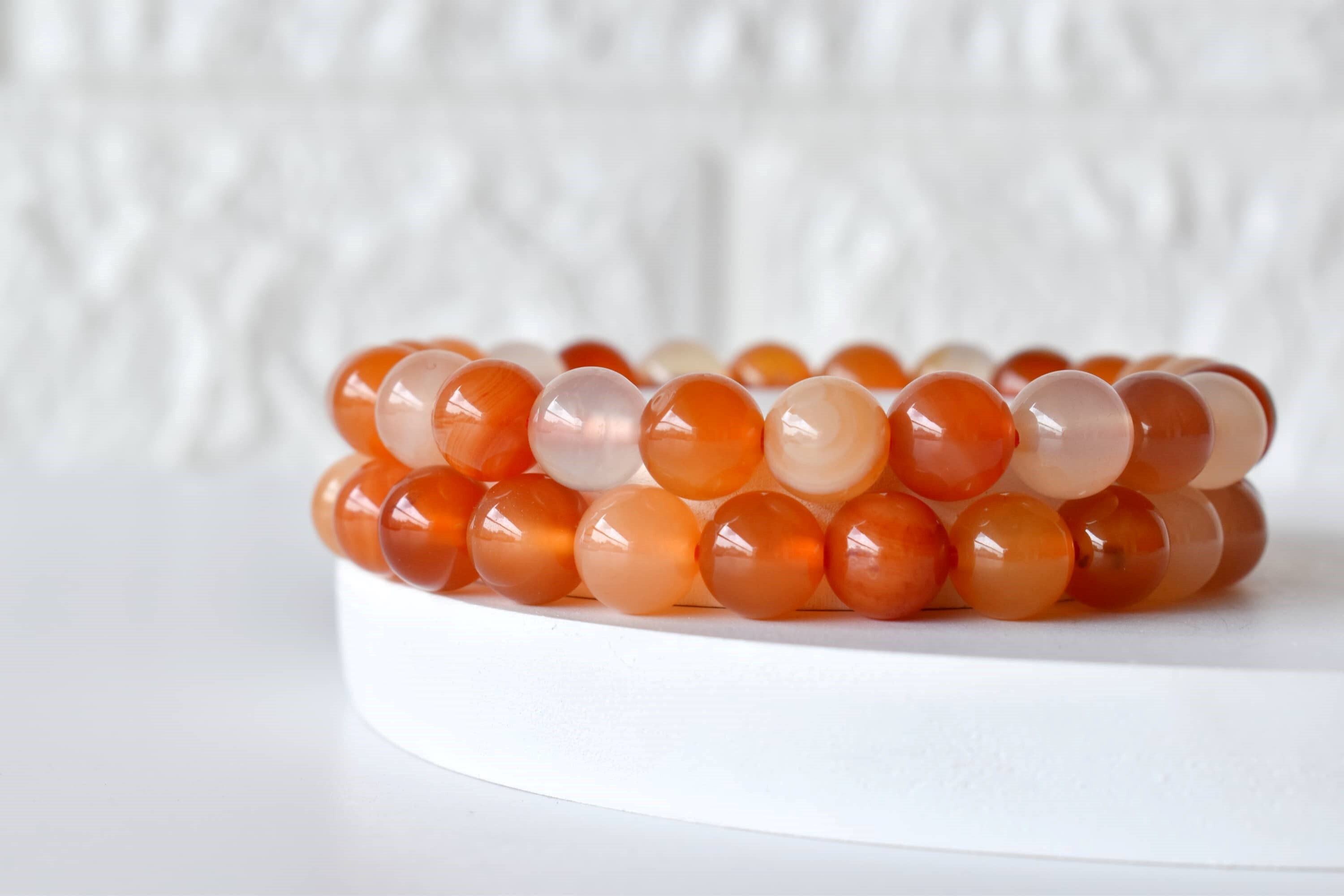 Carnelian Crystal Bracelet, Beaded Gemstone Bracelet