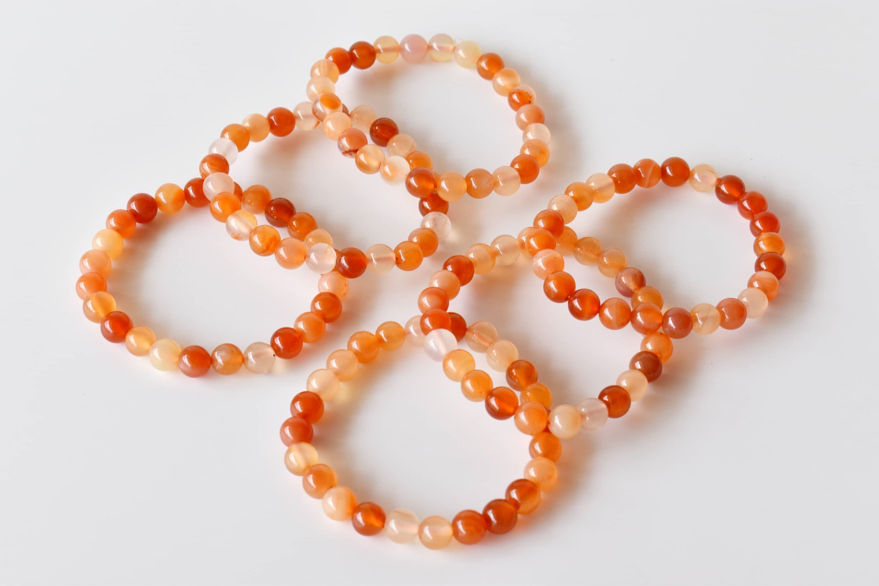 Carnelian Crystal Bracelet, Beaded Gemstone Bracelet