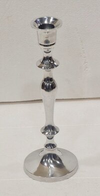10 Inch Aluminium Candle Holder - Color: Silver