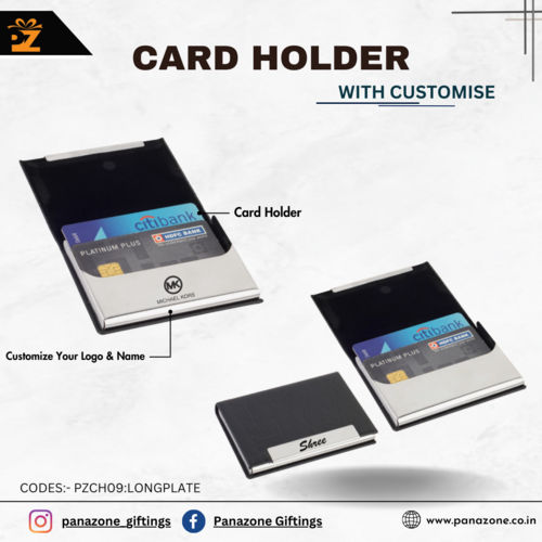 Black Long Plate Card Holder With Customise