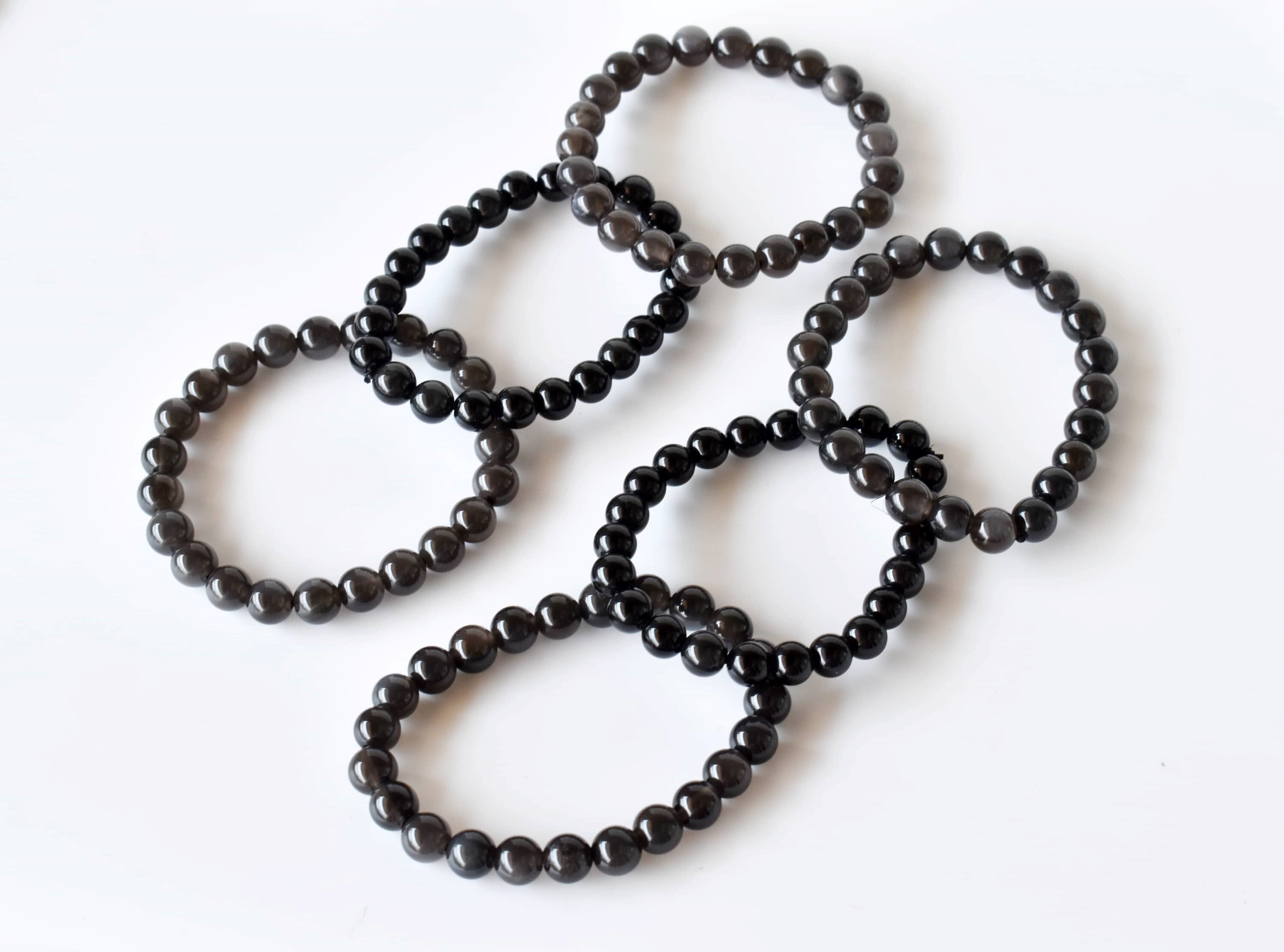 Black Obsidian Bracelet Crystal Beaded Bracelet