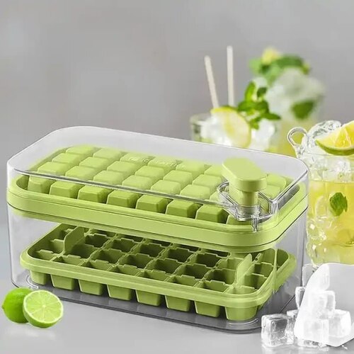 2 LAYER ICE CUBE TRAY WITH & BIN