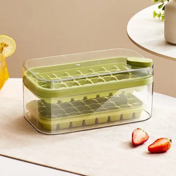 2 LAYER ICE CUBE TRAY WITH & BIN
