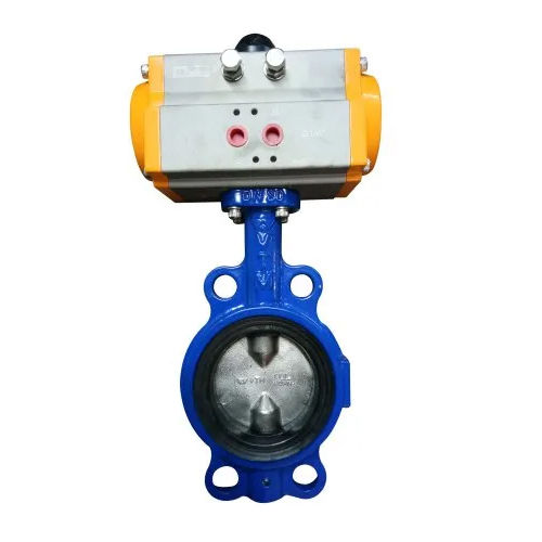 Blue Pneumatic Actuator Butterfly Valve