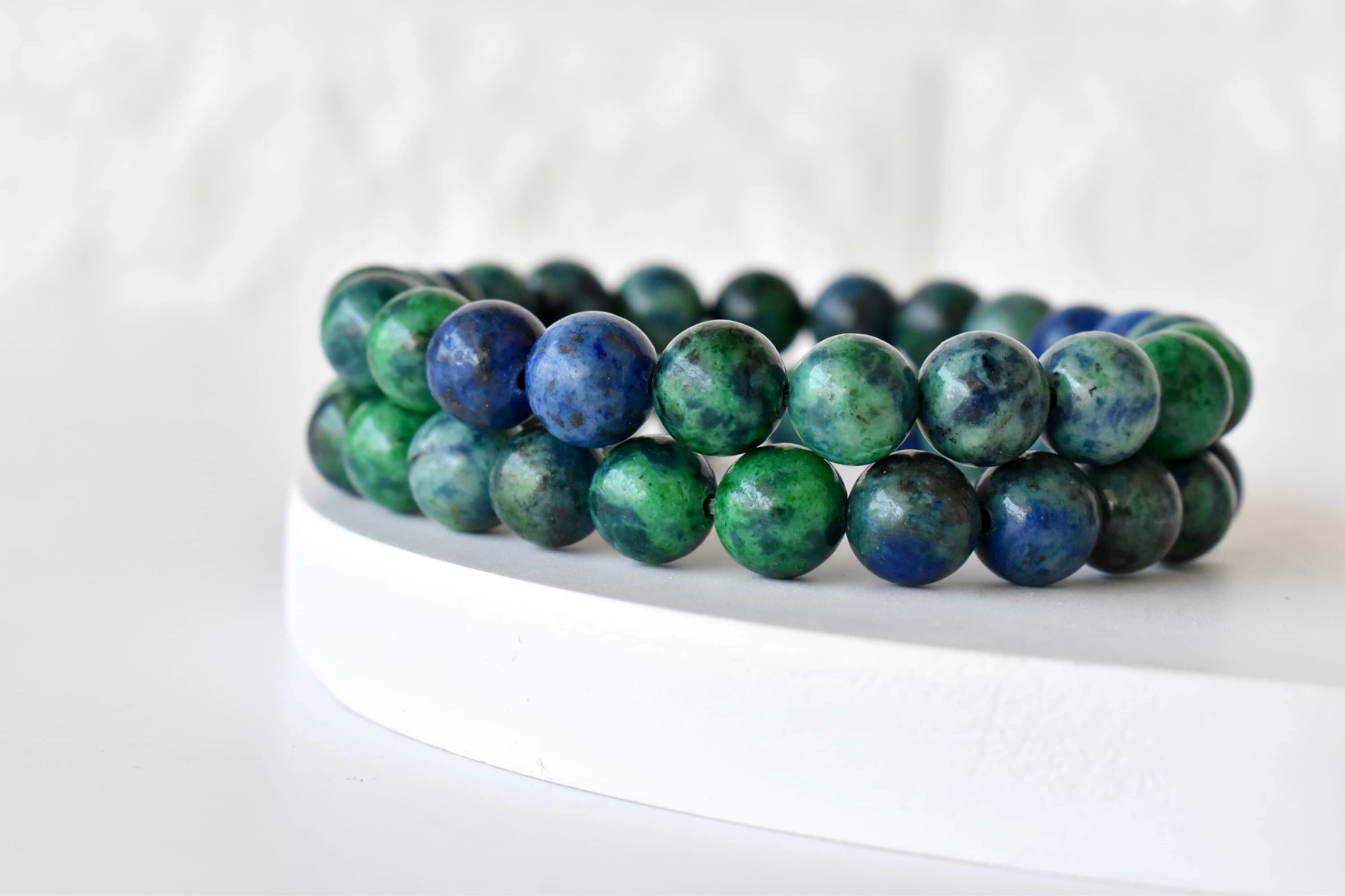 Azurite Malachite Bracelet Crystal Beaded Bracelet