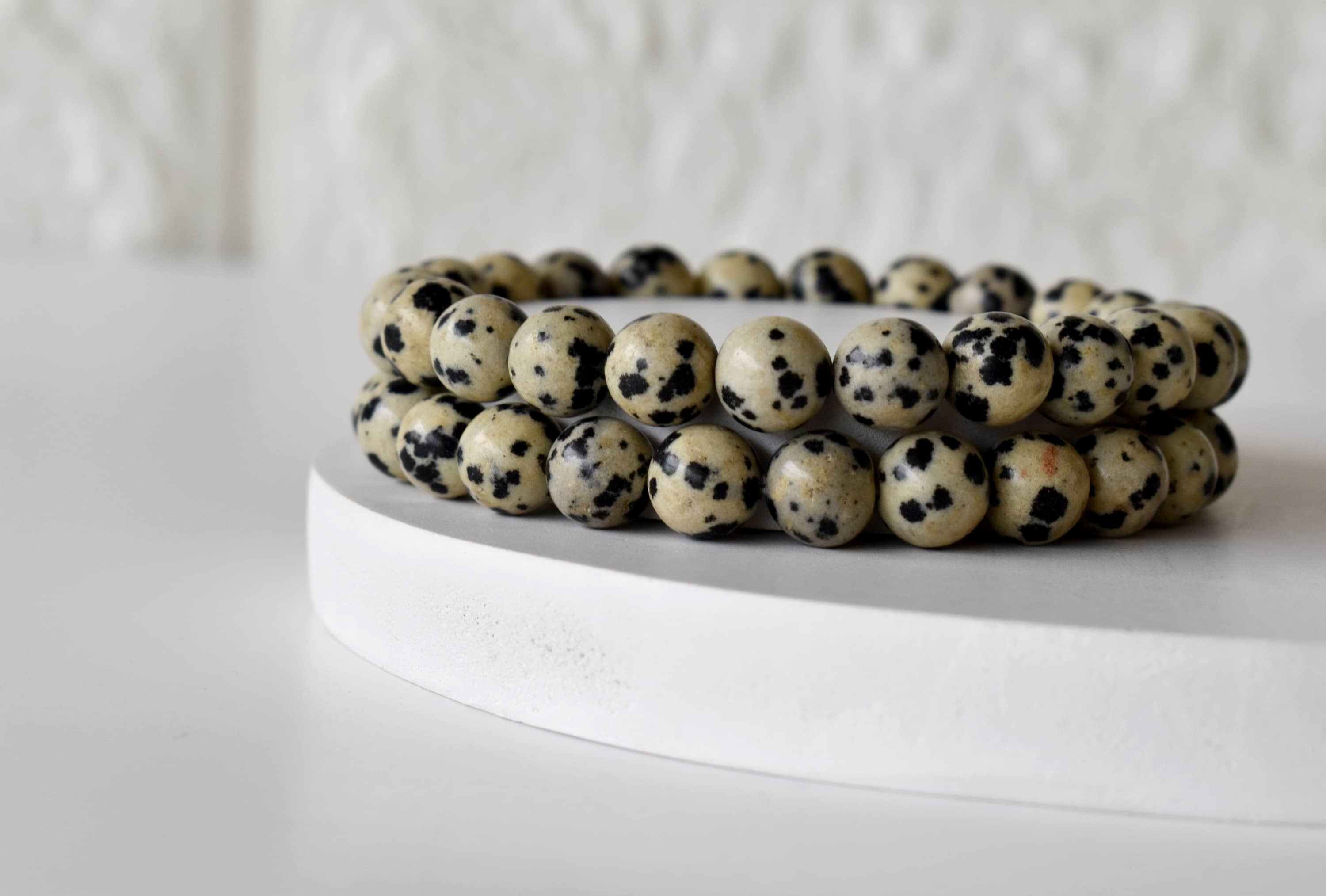 Dalmatian Jasper Bracelet Crystal Beaded Bracelet