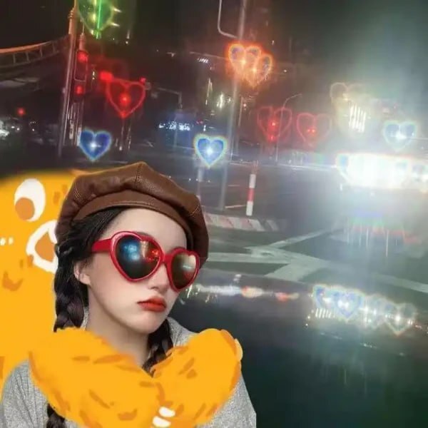 2 IN 1 HEART SHAPED DIFFRACTION GLASSES