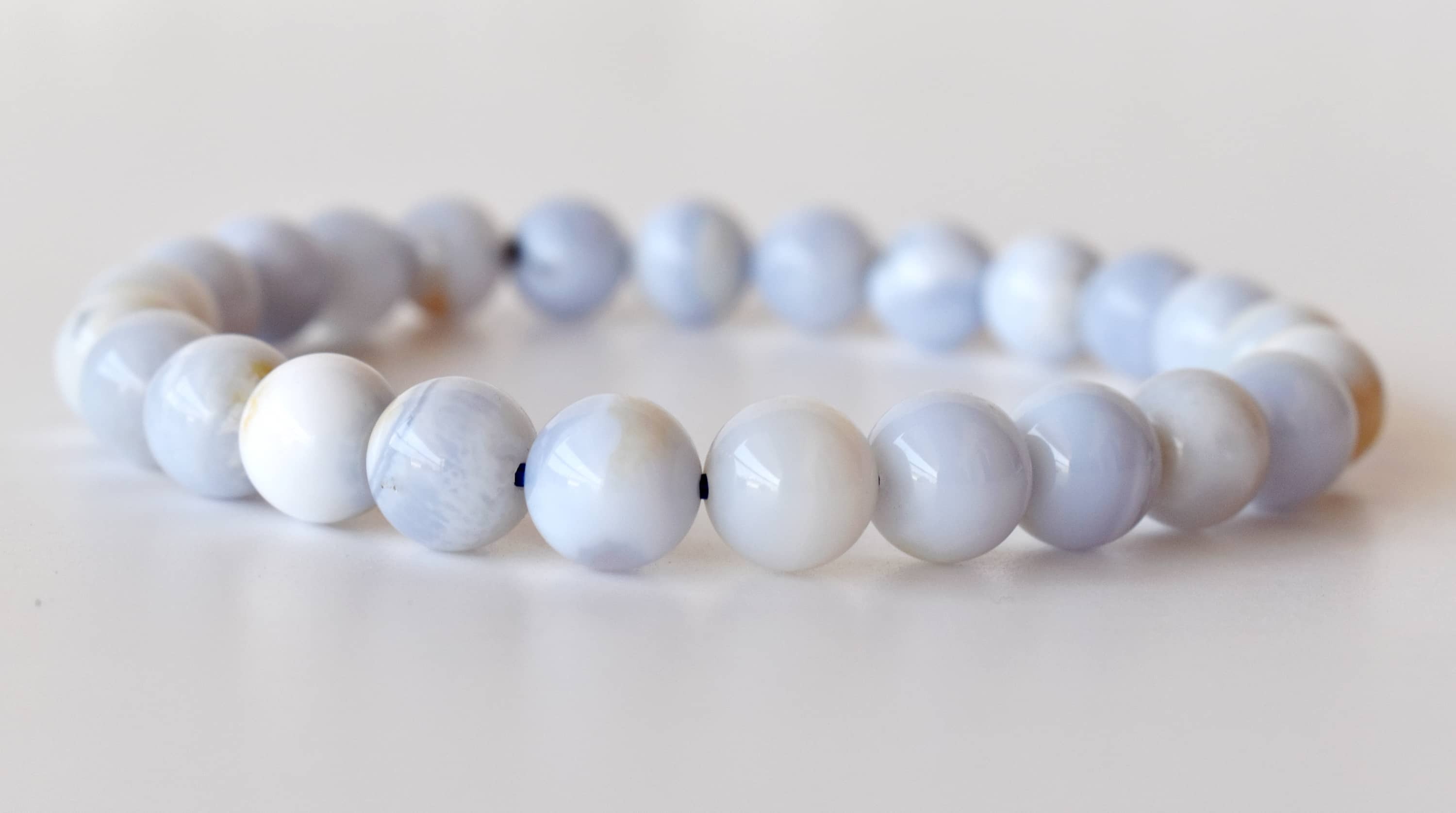 Blue Lace Agate Bracelet Crystal Beaded Bracelet