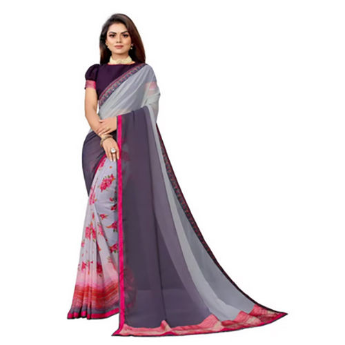 Womens New Designer Floral Print Georgette Saree