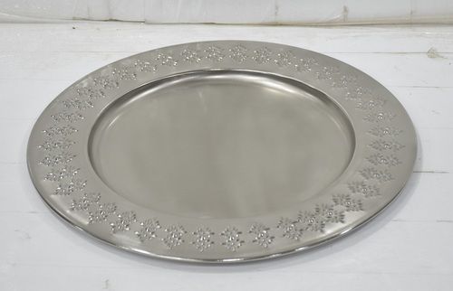 Metal Round Charger Plate Silver Finish