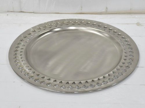 Metal Round Charger Plate Silver Ptd