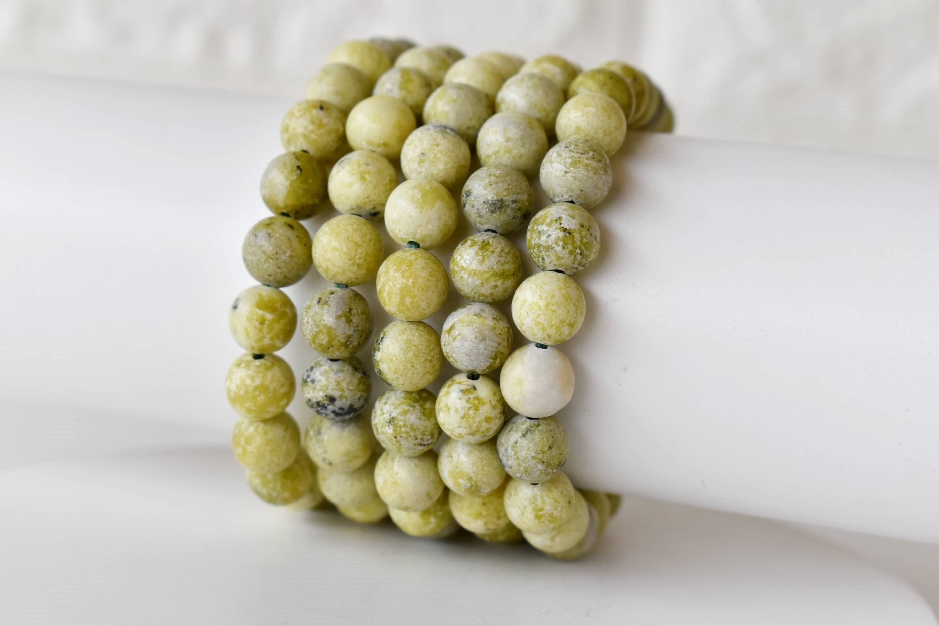 Serpentine Crystal Bracelet, Beaded Gemstone Bracelet