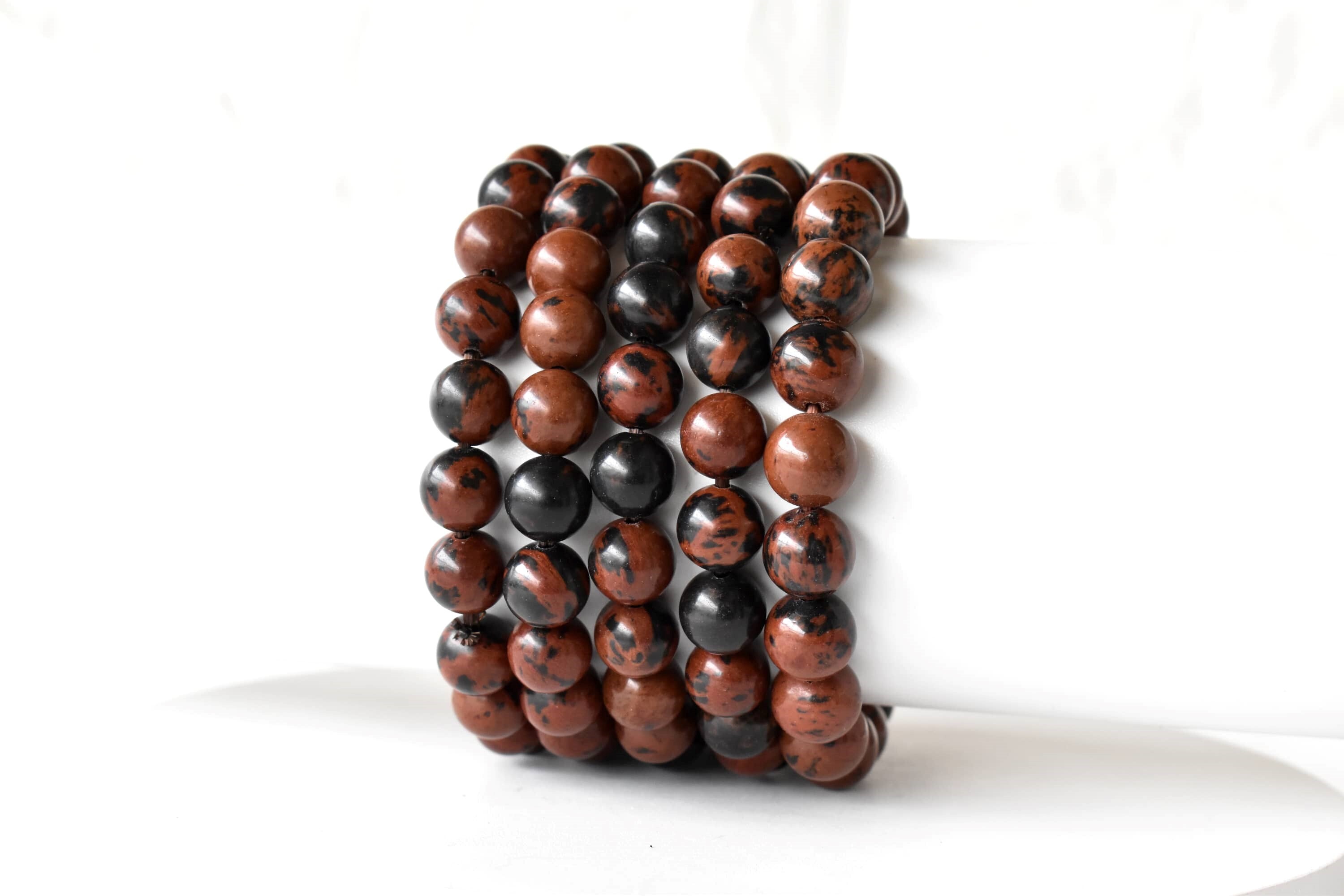 Mahogany Obsidian Crystal Bracelet, Beaded Gemstone Bracelet