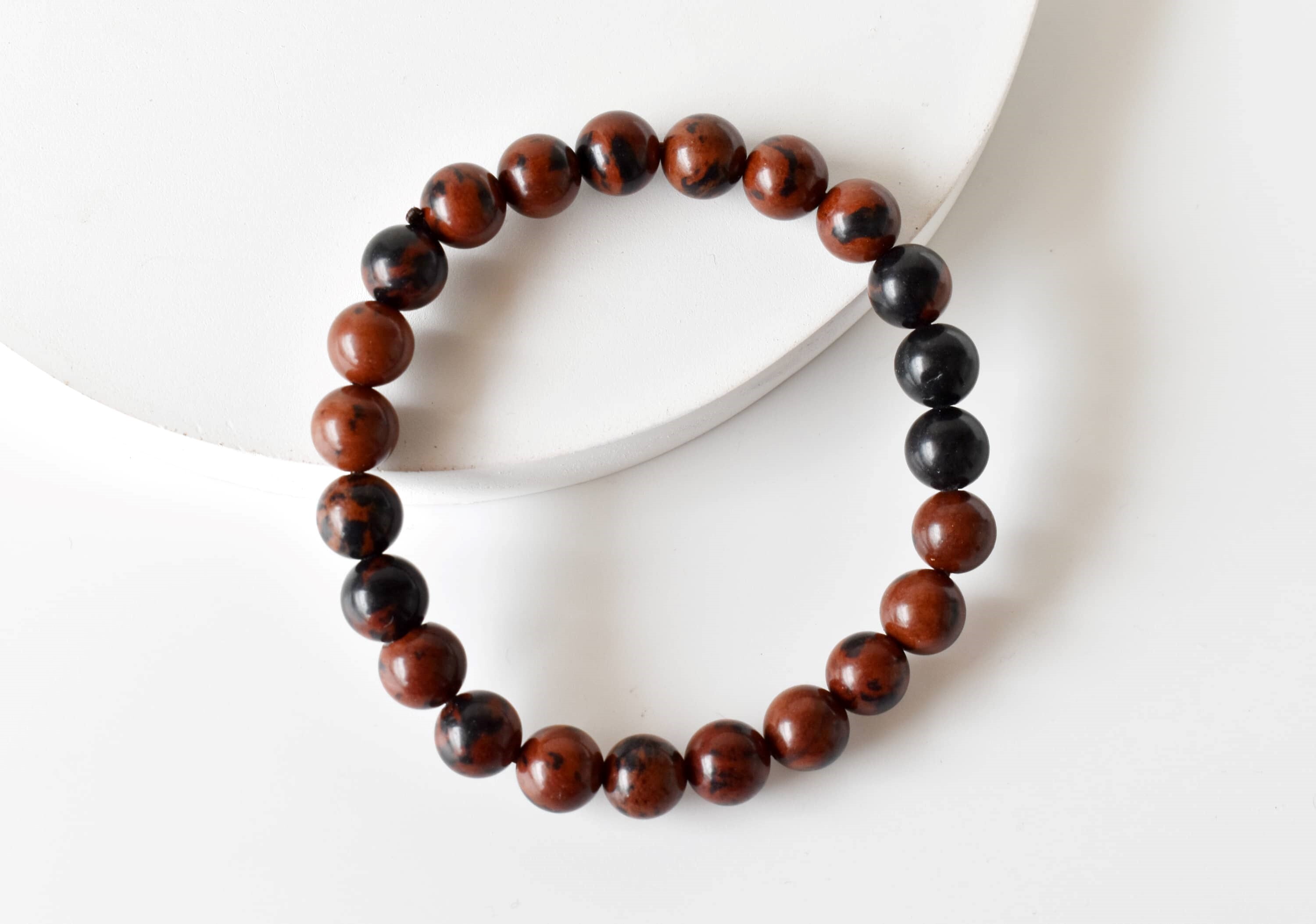 Mahogany Obsidian Crystal Bracelet, Beaded Gemstone Bracelet