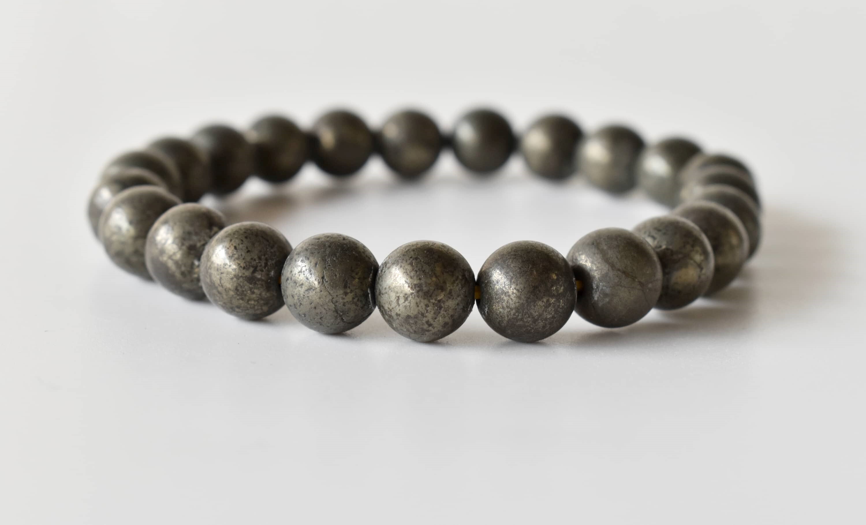 Pyrite Crystal Bracelet, Beaded Gemstone Bracelet