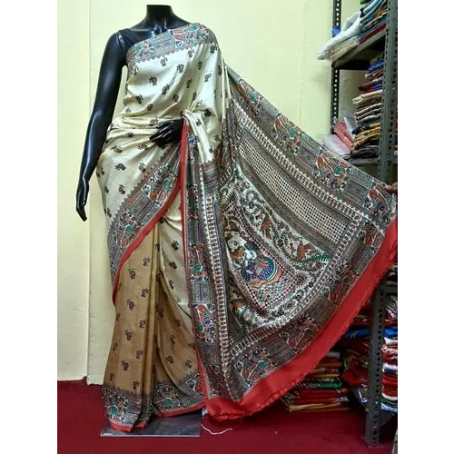 Tussar Madhubani Screen Printing Saree