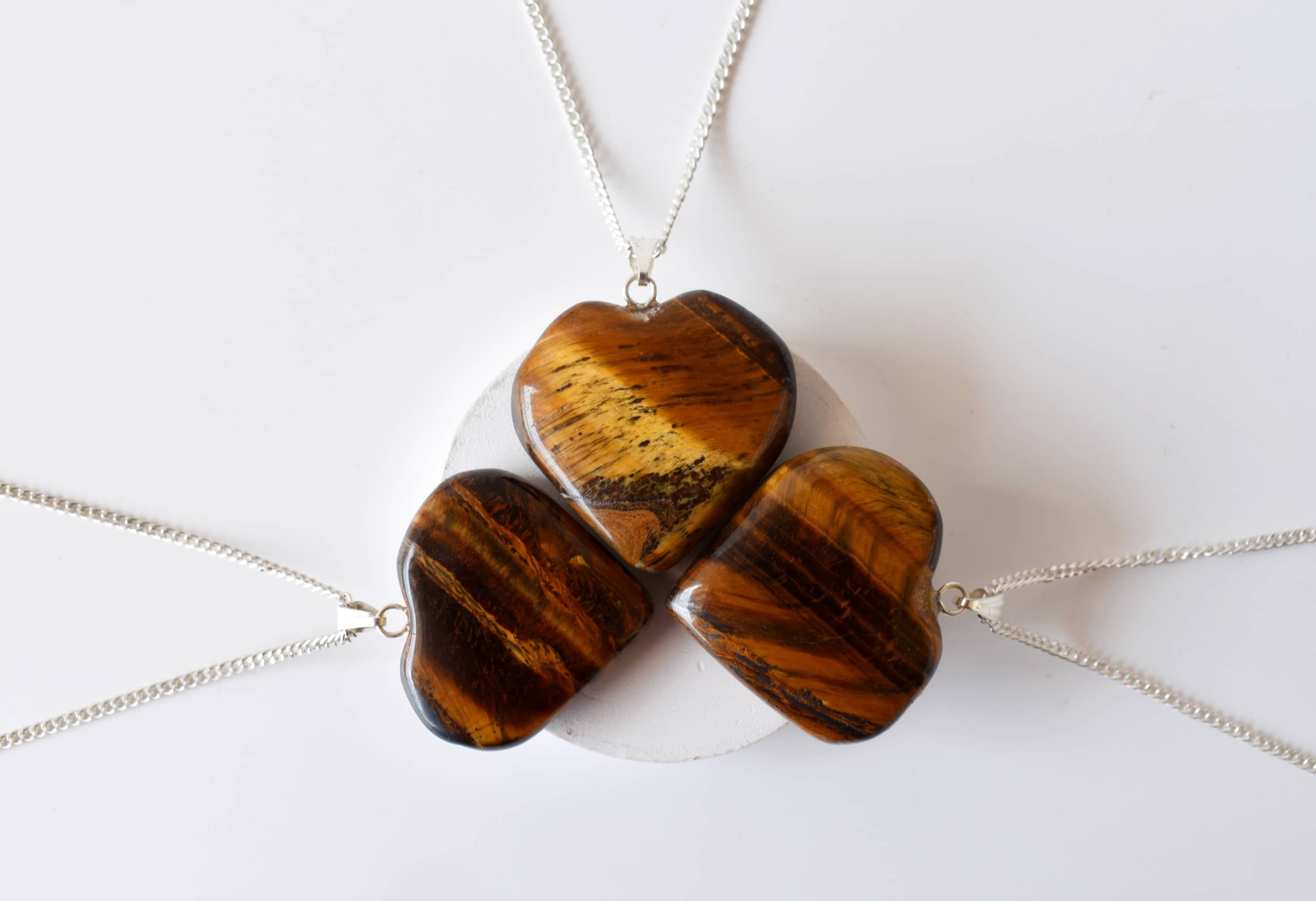 Tiger Eye Heart Pendant Crystal  Heart Shaped Necklaces