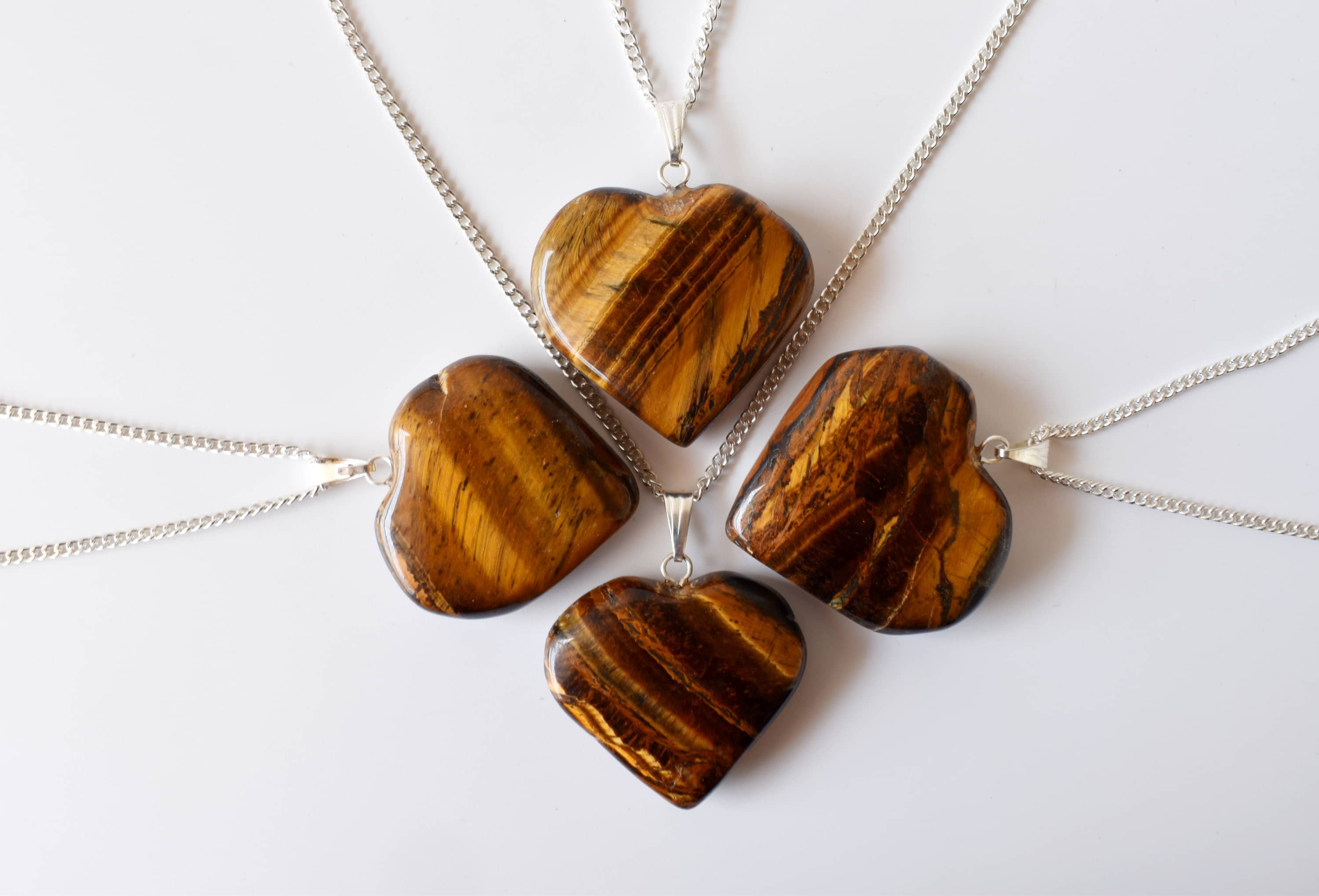 Tiger Eye Heart Pendant Crystal  Heart Shaped Necklaces