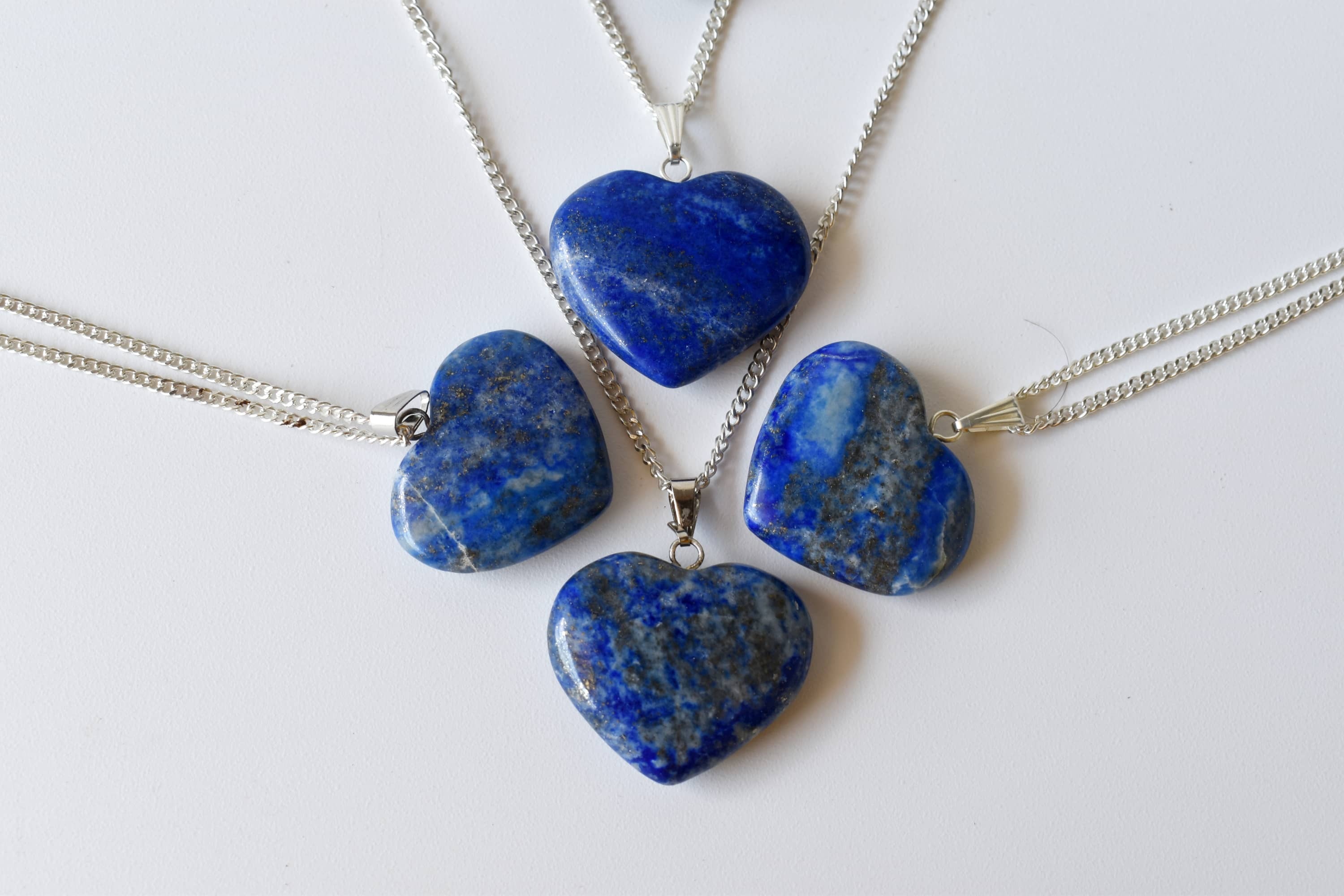 Lapis Lazuli Crystal Heart Pendant, Genuine Heart Shaped Necklaces