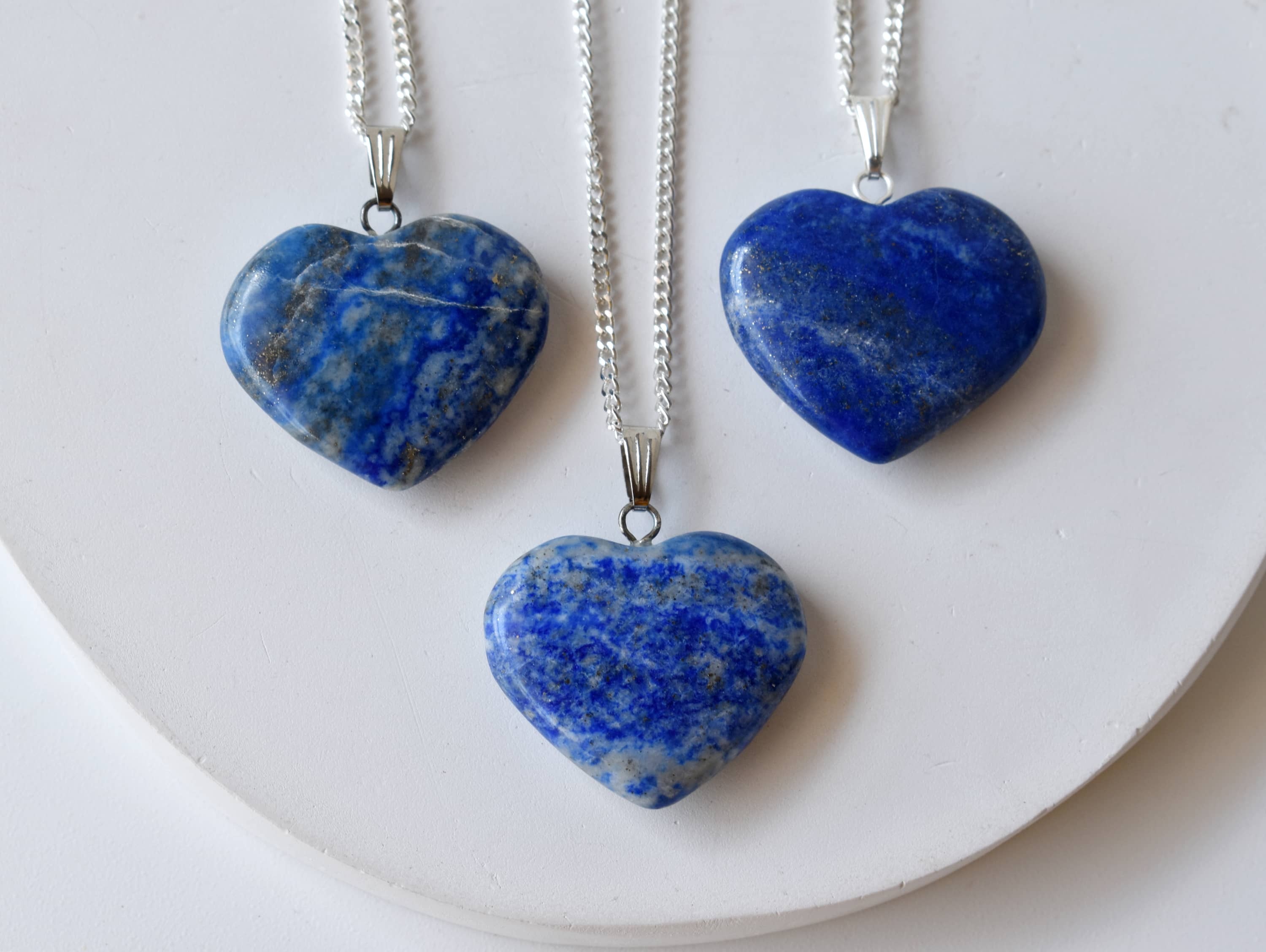 Lapis Lazuli Crystal Heart Pendant, Genuine Heart Shaped Necklaces