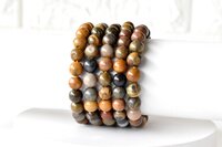 Petrified Wood Bracelet Crystal Beaded Bracelet