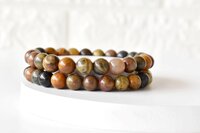 Petrified Wood Bracelet Crystal Beaded Bracelet