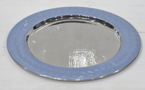 Metal Round Charger Plate With Enamel - Application: As A Decorative Base Beneath Dinnerware.